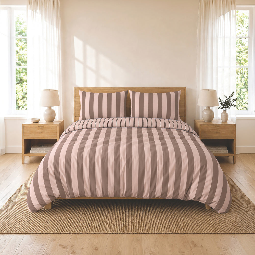 K&Co. House Series Cotton Quilt Cover Set King - DAHLIA STRIPE